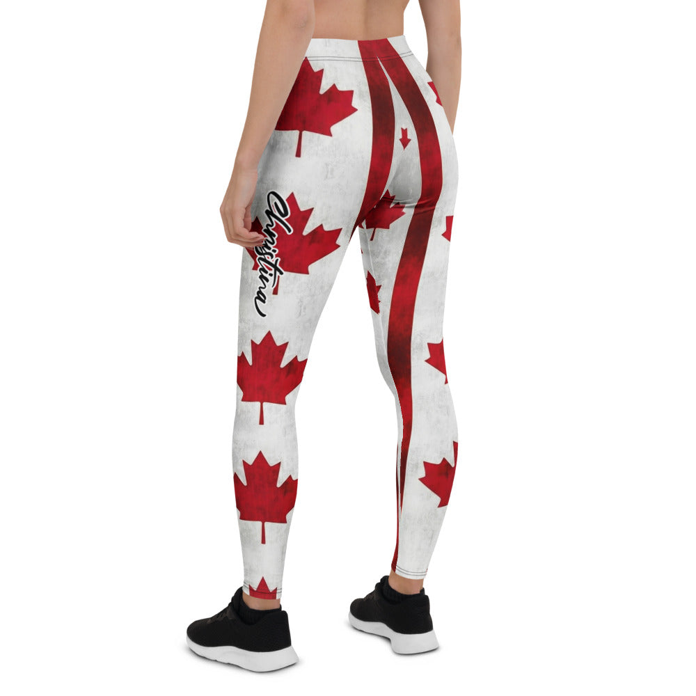 Personalisierte Damen Sportleggings Kanada Design Rot Weiß Fitness Leggings Ahornblatt Muster K531