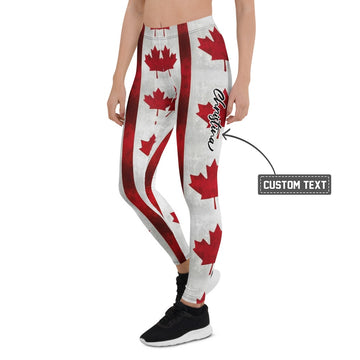 Personalisierte Damen Sportleggings Kanada Design Rot Weiß Fitness Leggings Ahornblatt Muster K531 - XL
