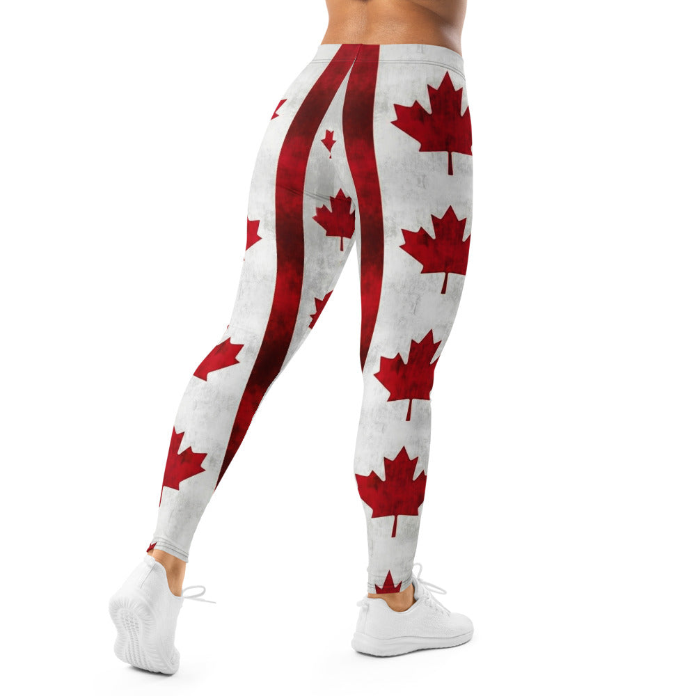 Personalisierte Damen Sportleggings Kanada Design Rot Weiß Fitness Leggings Ahornblatt Muster K531