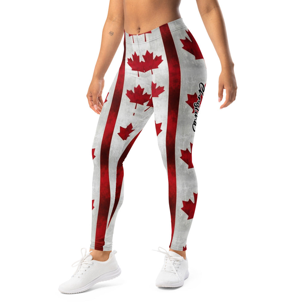 Personalisierte Damen Sportleggings Kanada Design Rot Weiß Fitness Leggings Ahornblatt Muster K531