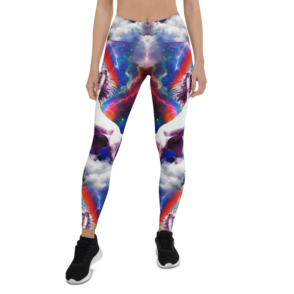 Personalisierte Damen Sportleggings Einhorn Regenbogen Galaxie Design Bunt Fitness Yoga Leggings F383