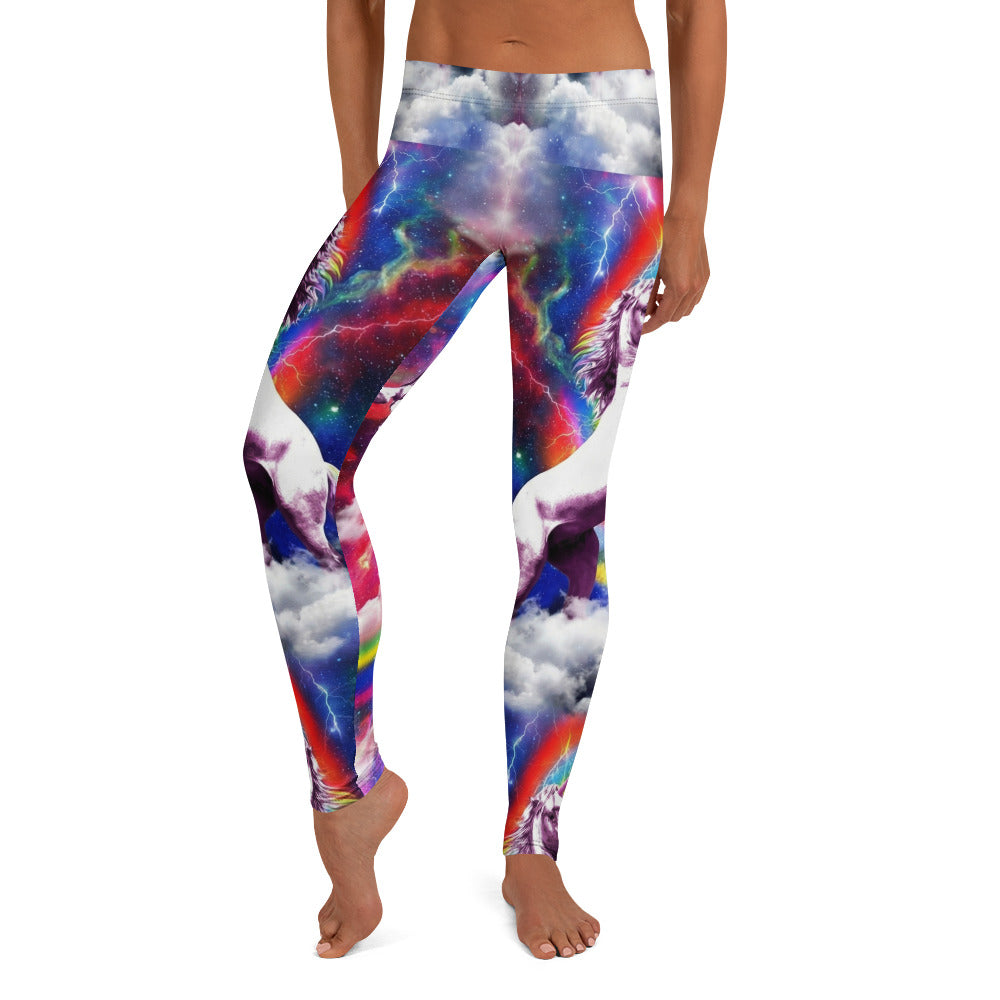 Personalisierte Damen Sportleggings Einhorn Regenbogen Galaxie Design Bunt Fitness Yoga Leggings F383
