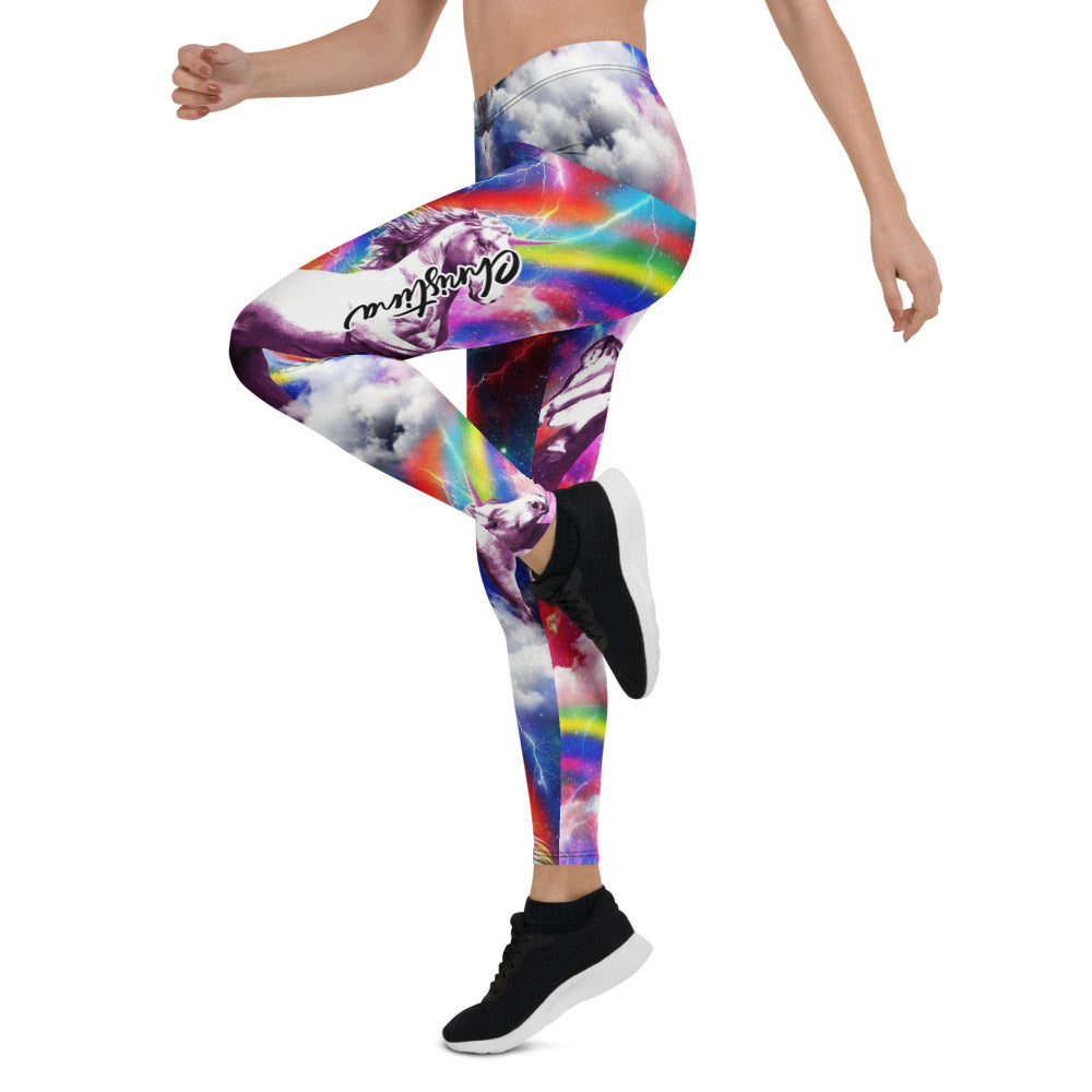 Personalisierte Damen Sportleggings Einhorn Regenbogen Galaxie Design Bunt Fitness Yoga Leggings F383