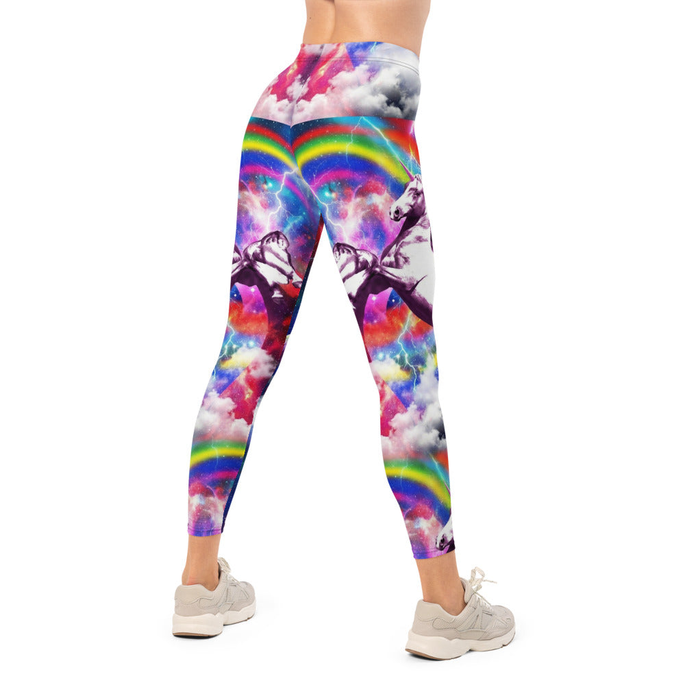 Personalisierte Damen Sportleggings Einhorn Regenbogen Galaxie Design Bunt Fitness Yoga Leggings F383
