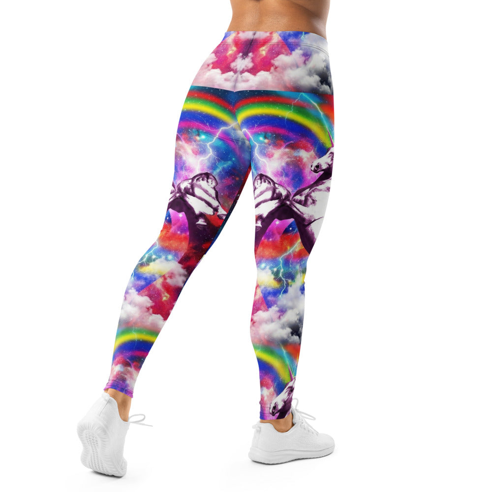 Personalisierte Damen Sportleggings Einhorn Regenbogen Galaxie Design Bunt Fitness Yoga Leggings F383
