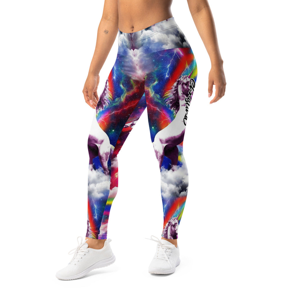 Personalisierte Damen Sportleggings Einhorn Regenbogen Galaxie Design Bunt Fitness Yoga Leggings F383