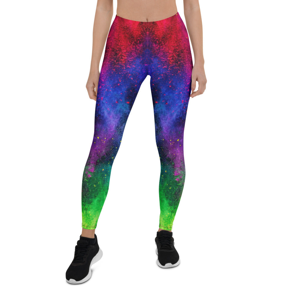 Personalisierte Damen Sportleggings Bunt Regenbogen Muster Fitness Leggings Yoga Hose Farbexplosion Y775