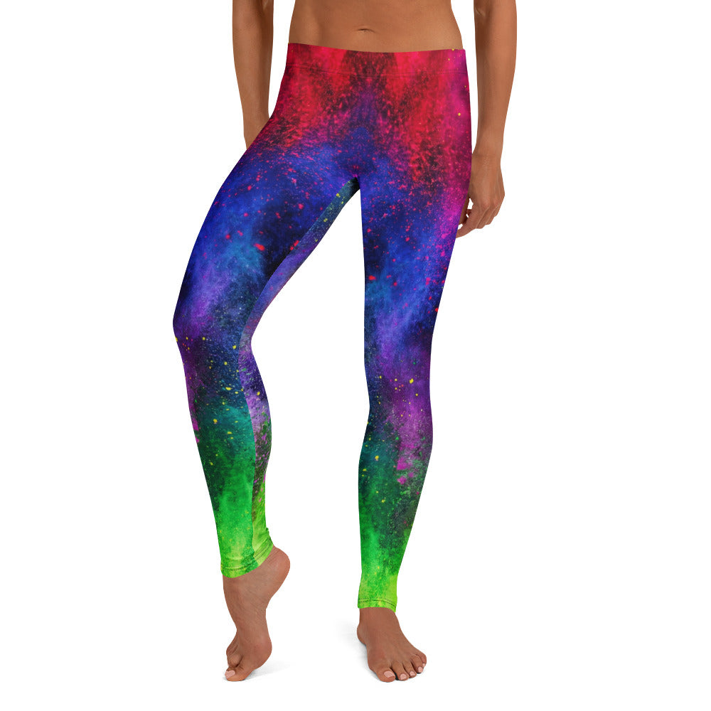 Personalisierte Damen Sportleggings Bunt Regenbogen Muster Fitness Leggings Yoga Hose Farbexplosion Y775