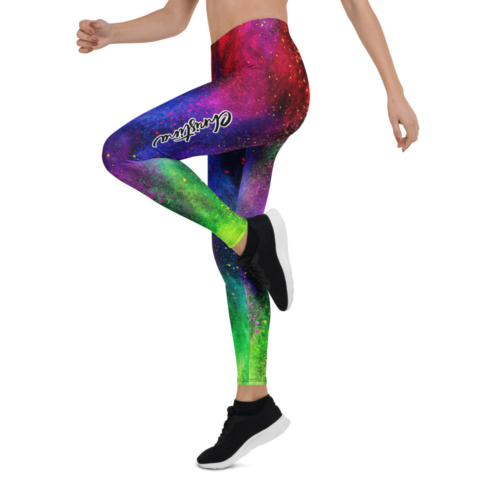 Personalisierte Damen Sportleggings Bunt Regenbogen Muster Fitness Leggings Yoga Hose Farbexplosion Y775