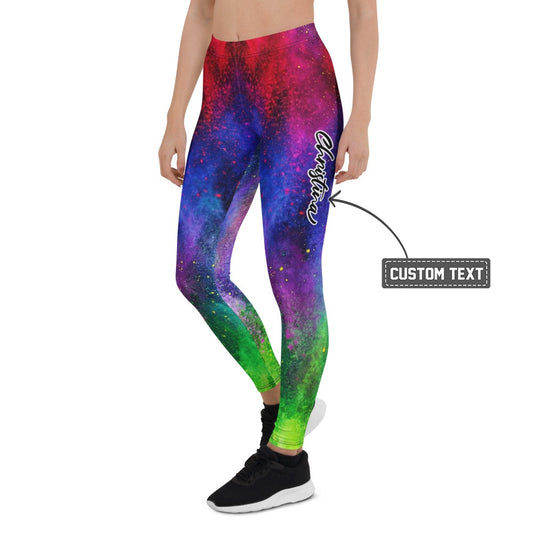 Personalisierte Damen Sportleggings Bunt Regenbogen Muster Fitness Leggings Yoga Hose Farbexplosion Y775 - XL