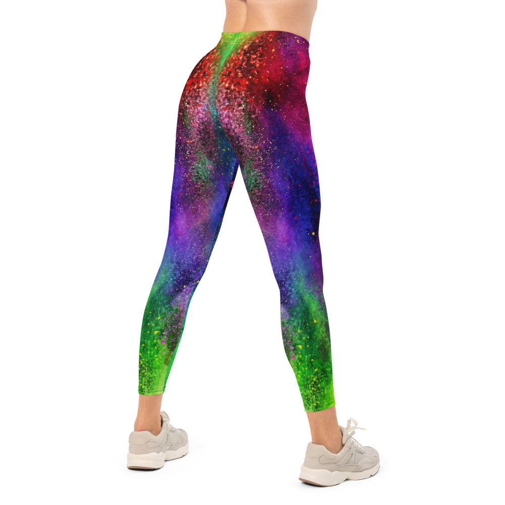 Personalisierte Damen Sportleggings Bunt Regenbogen Muster Fitness Leggings Yoga Hose Farbexplosion Y775