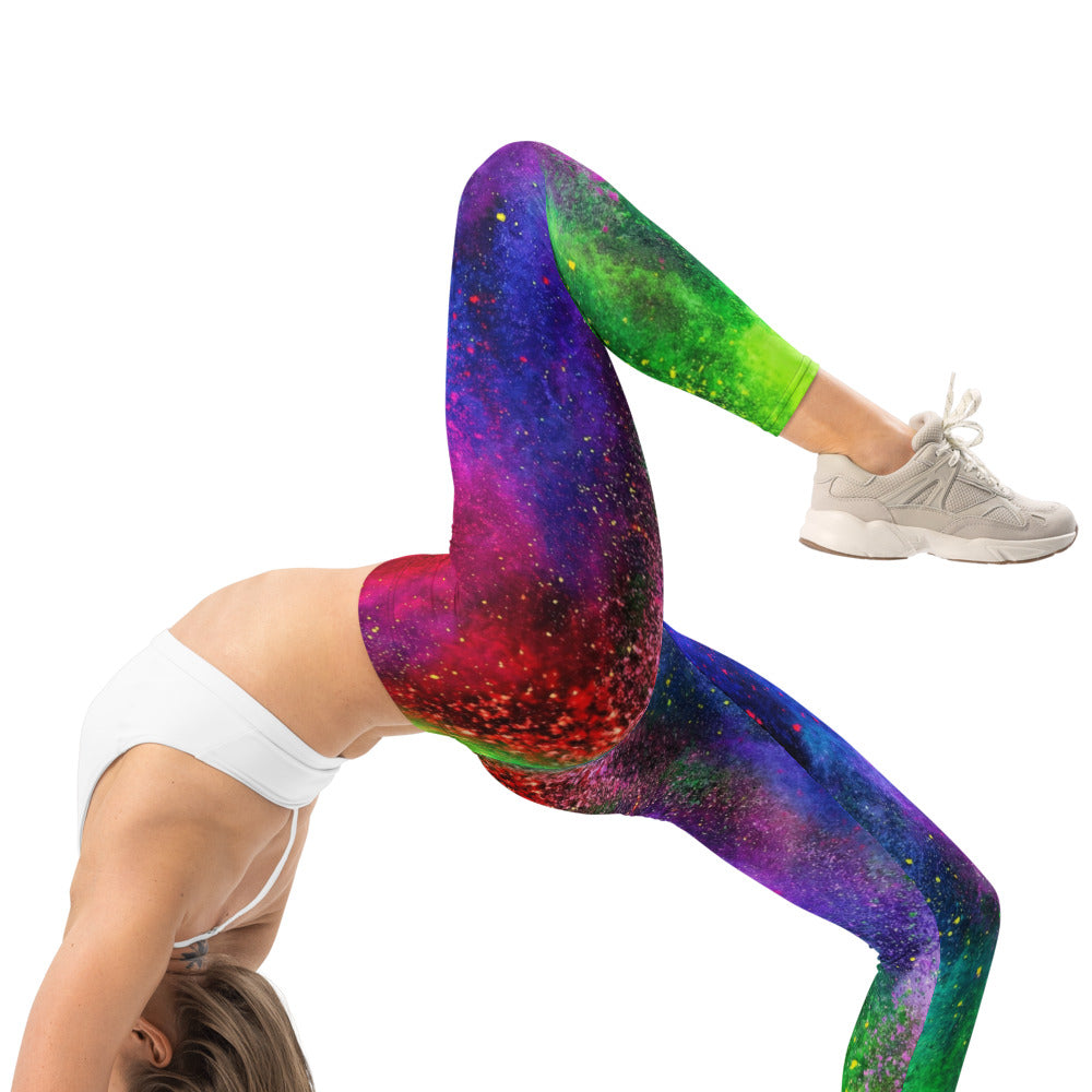 Personalisierte Damen Sportleggings Bunt Regenbogen Muster Fitness Leggings Yoga Hose Farbexplosion Y775