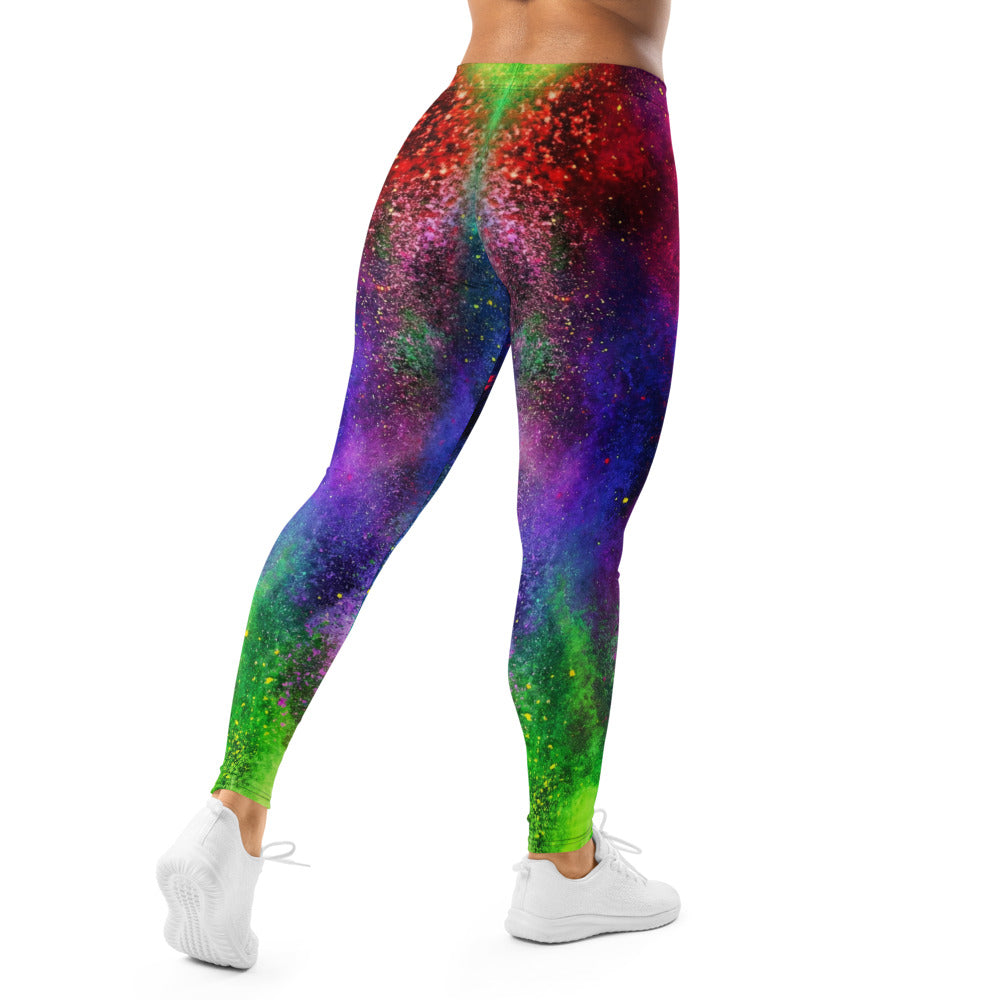 Personalisierte Damen Sportleggings Bunt Regenbogen Muster Fitness Leggings Yoga Hose Farbexplosion Y775