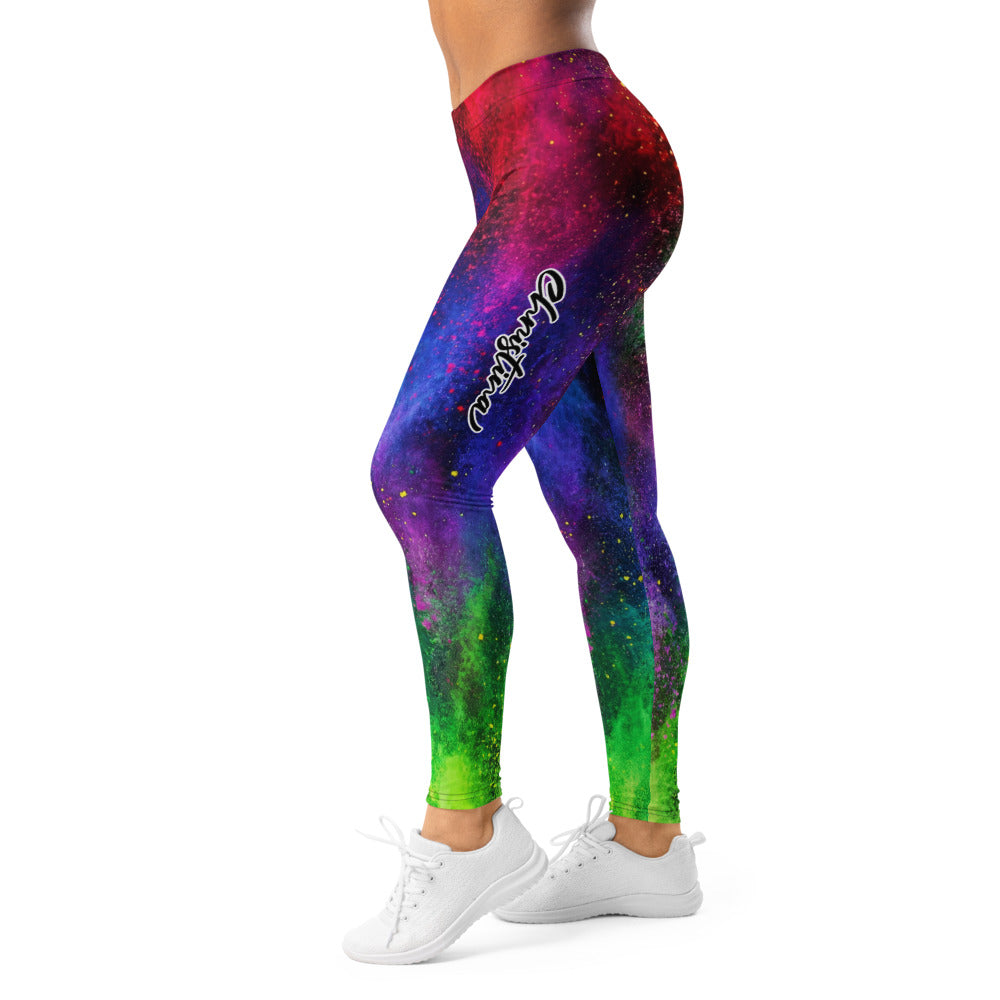 Personalisierte Damen Sportleggings Bunt Regenbogen Muster Fitness Leggings Yoga Hose Farbexplosion Y775