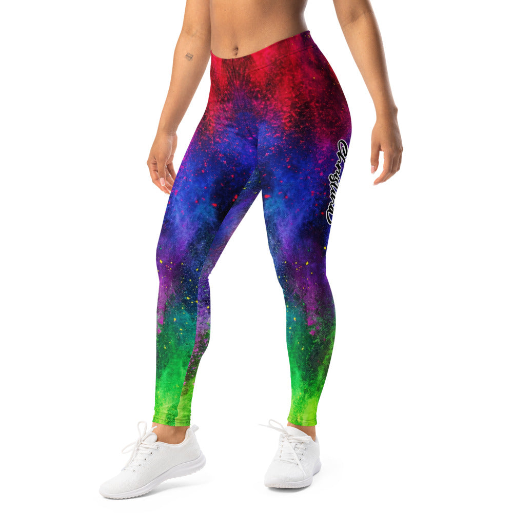 Personalisierte Damen Sportleggings Bunt Regenbogen Muster Fitness Leggings Yoga Hose Farbexplosion Y775
