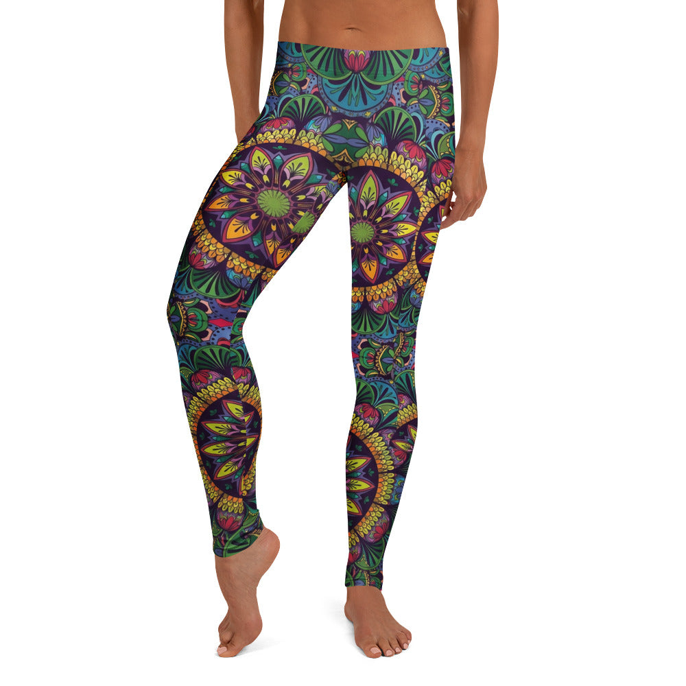 Personalisierte Damen Sportleggings Mandala Muster Bunt Yoga Fitness Leggings Ethno Design P737