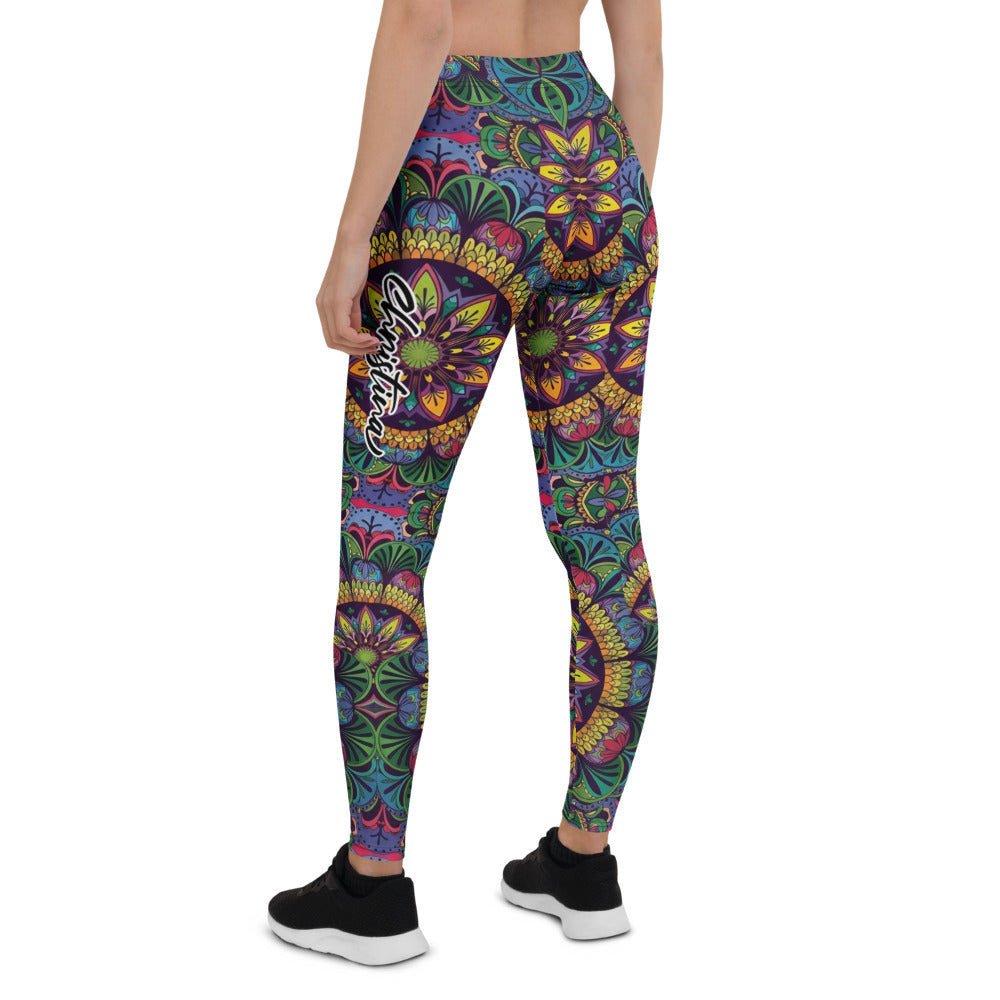 Personalisierte Damen Sportleggings Mandala Muster Bunt Yoga Fitness Leggings Ethno Design P737