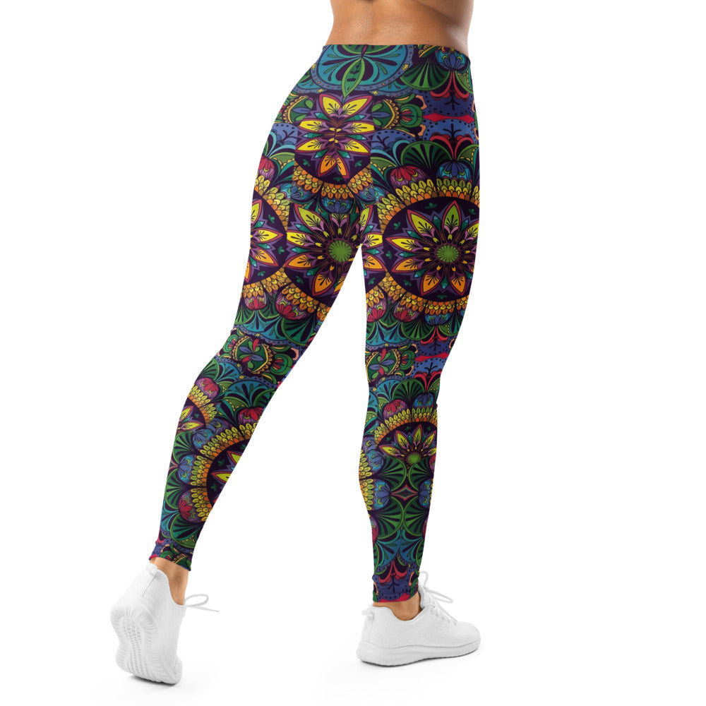 Personalisierte Damen Sportleggings Mandala Muster Bunt Yoga Fitness Leggings Ethno Design P737