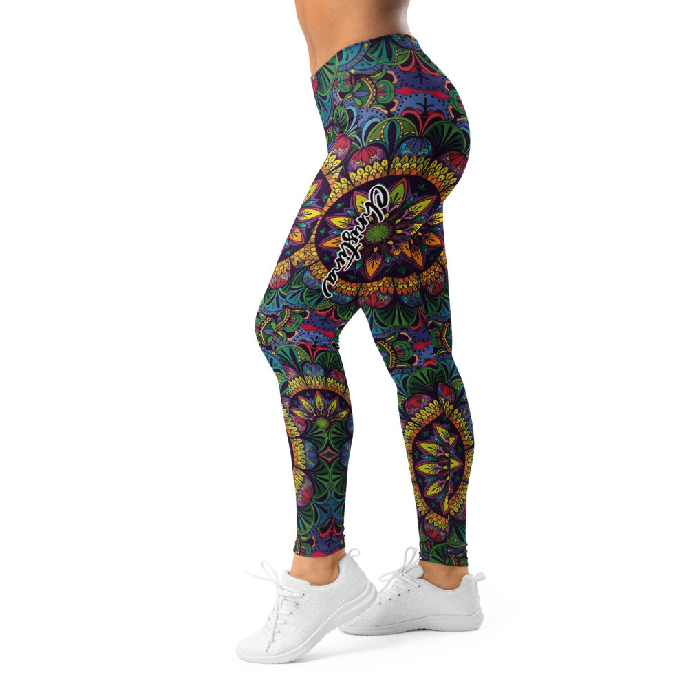 Personalisierte Damen Sportleggings Mandala Muster Bunt Yoga Fitness Leggings Ethno Design P737