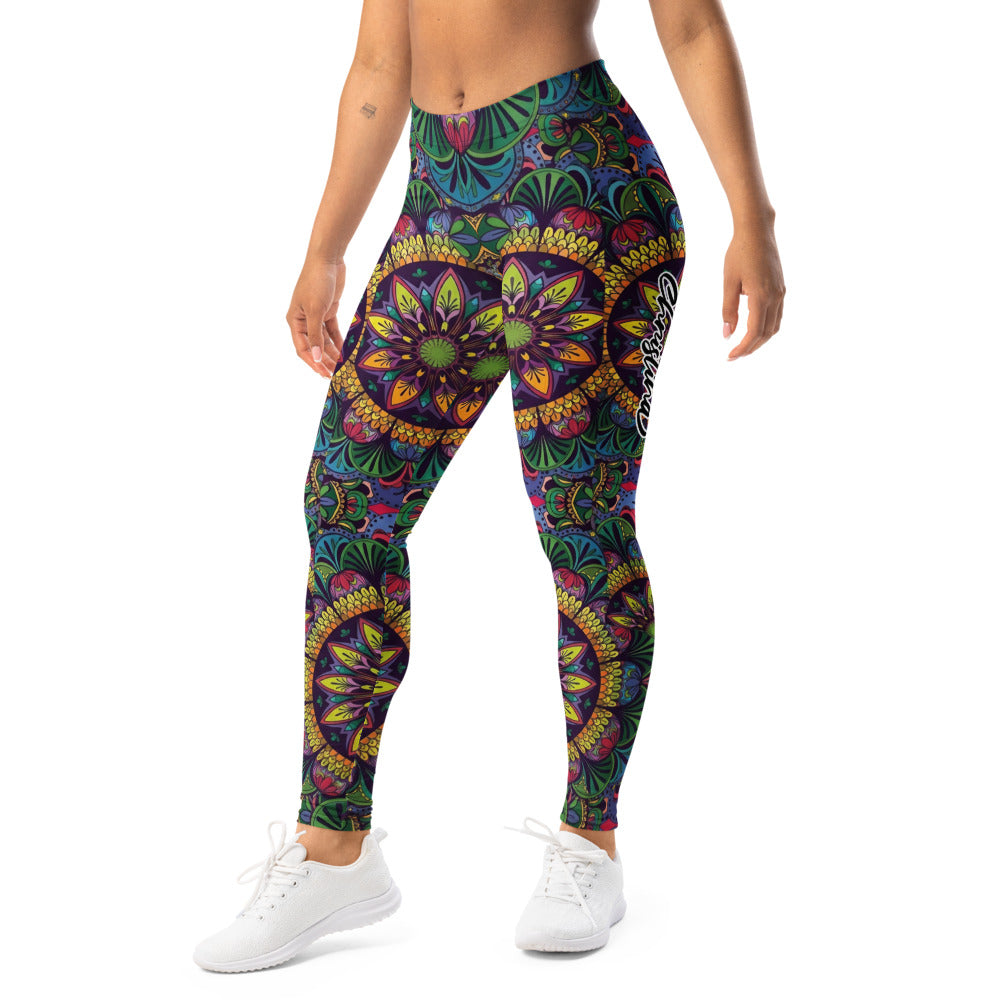 Personalisierte Damen Sportleggings Mandala Muster Bunt Yoga Fitness Leggings Ethno Design P737