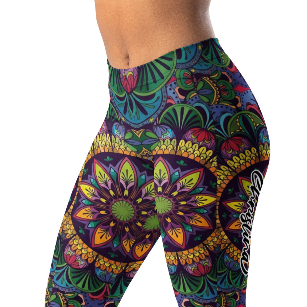Personalisierte Damen Sportleggings Mandala Muster Bunt Yoga Fitness Leggings Ethno Design P737