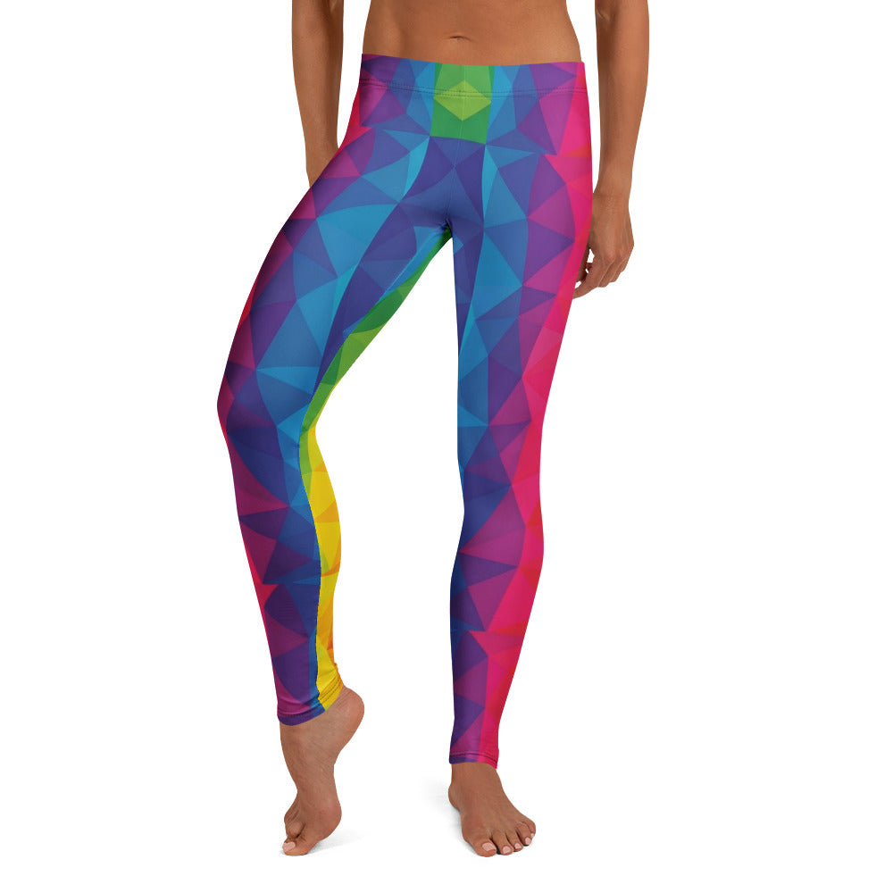 Personalisierte Damen Sportleggings Geometrisches Muster Bunt Regenbogen Fitness Yoga Leggings O749