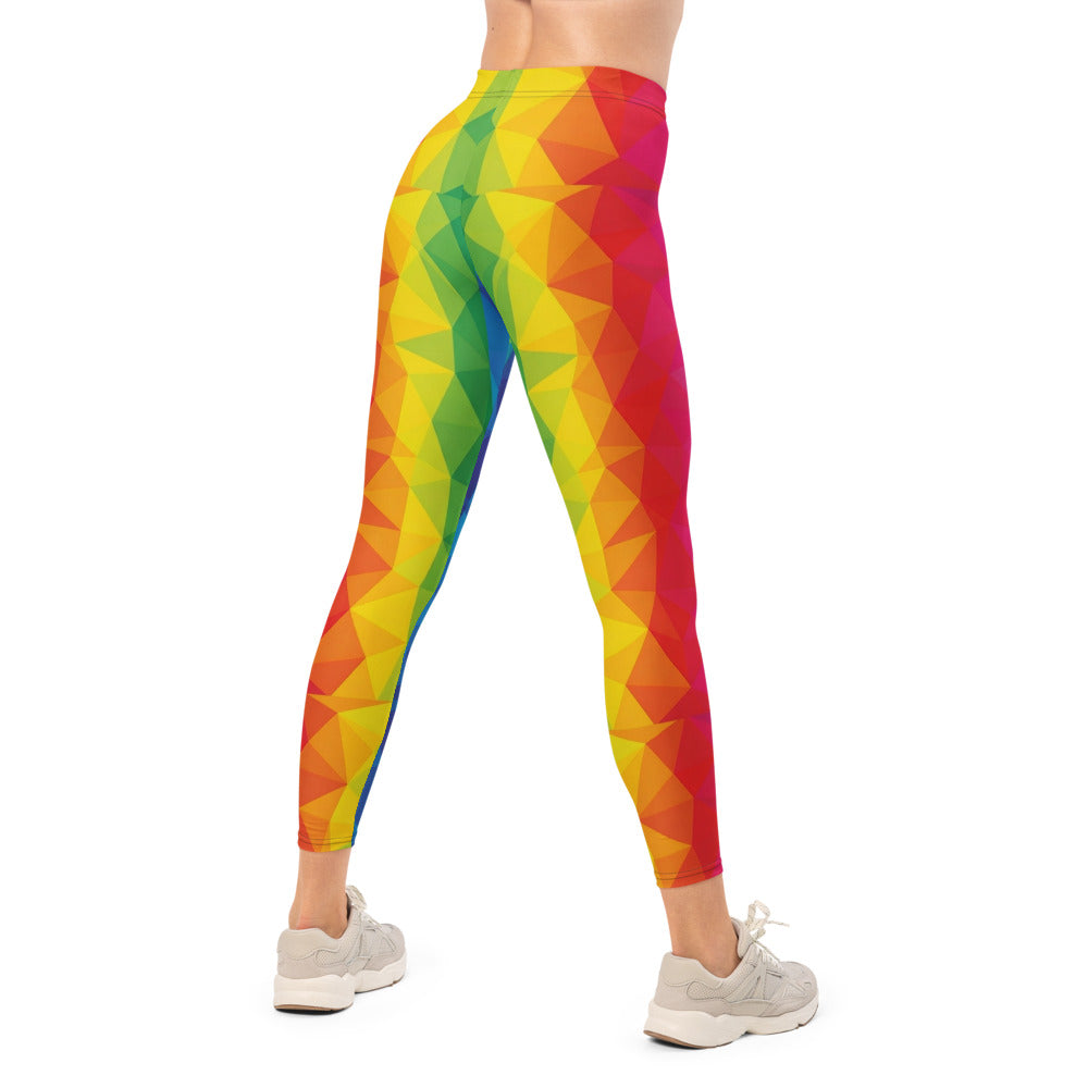 Personalisierte Damen Sportleggings Geometrisches Muster Bunt Regenbogen Fitness Yoga Leggings O749