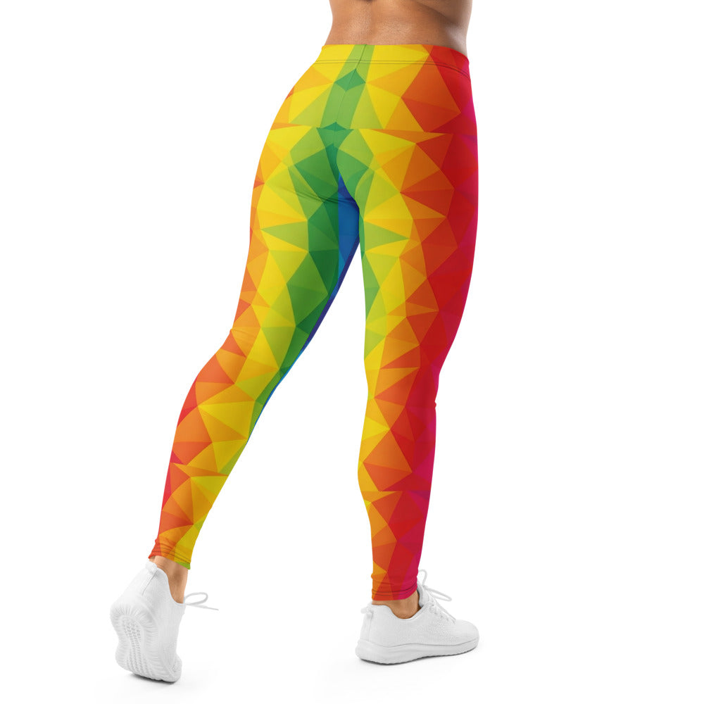 Personalisierte Damen Sportleggings Geometrisches Muster Bunt Regenbogen Fitness Yoga Leggings O749