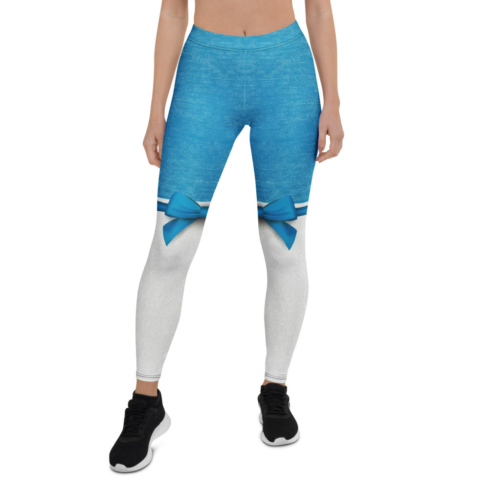 Personalisierte Damen Sportleggings Blau Weiß Schleifen-Design Fitness Leggings Yoga Hose X338