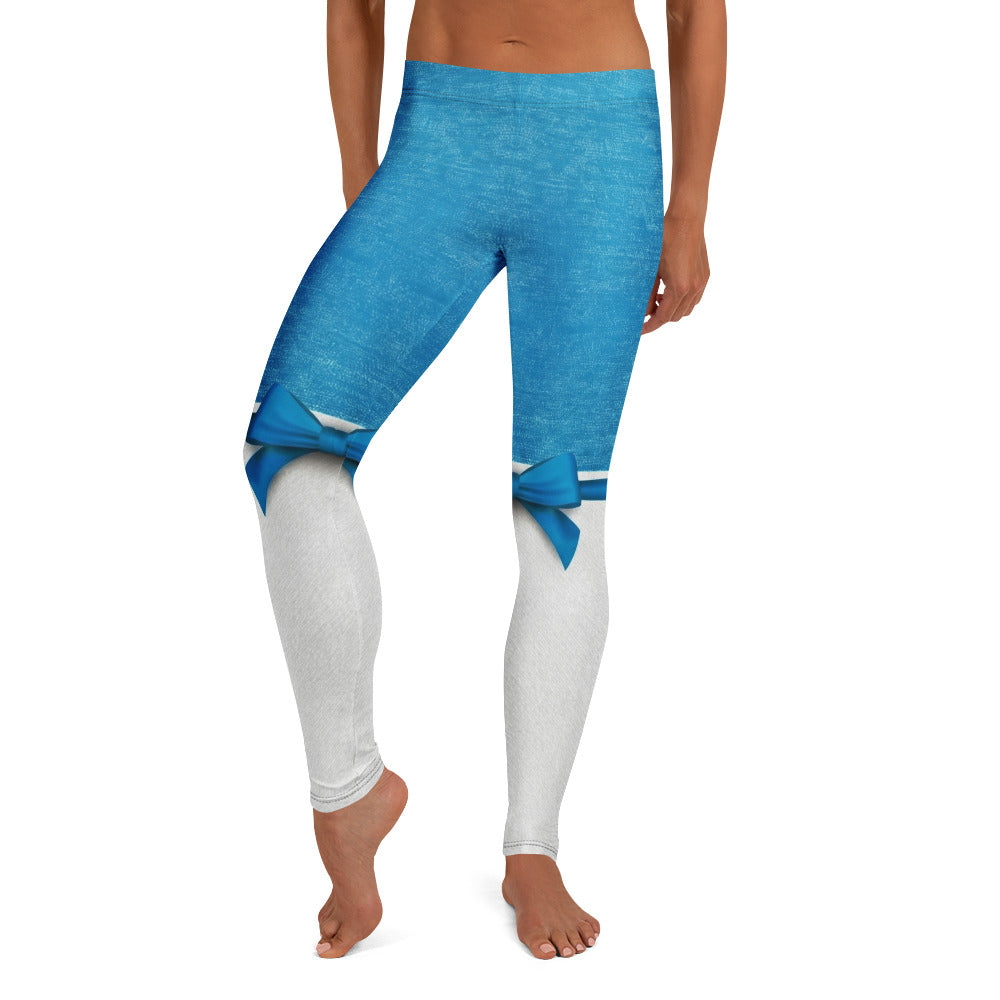 Personalisierte Damen Sportleggings Blau Weiß Schleifen-Design Fitness Leggings Yoga Hose X338