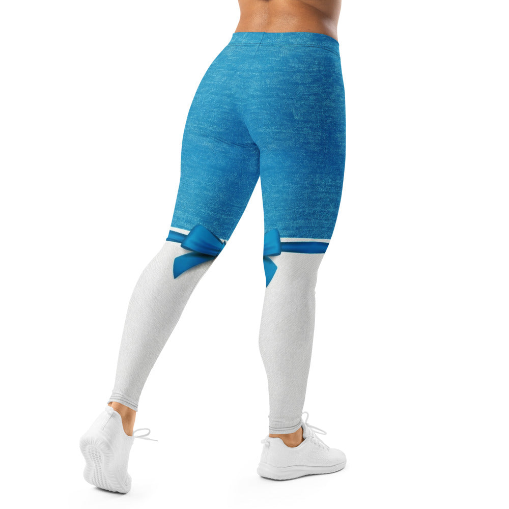 Personalisierte Damen Sportleggings Blau Weiß Schleifen-Design Fitness Leggings Yoga Hose X338