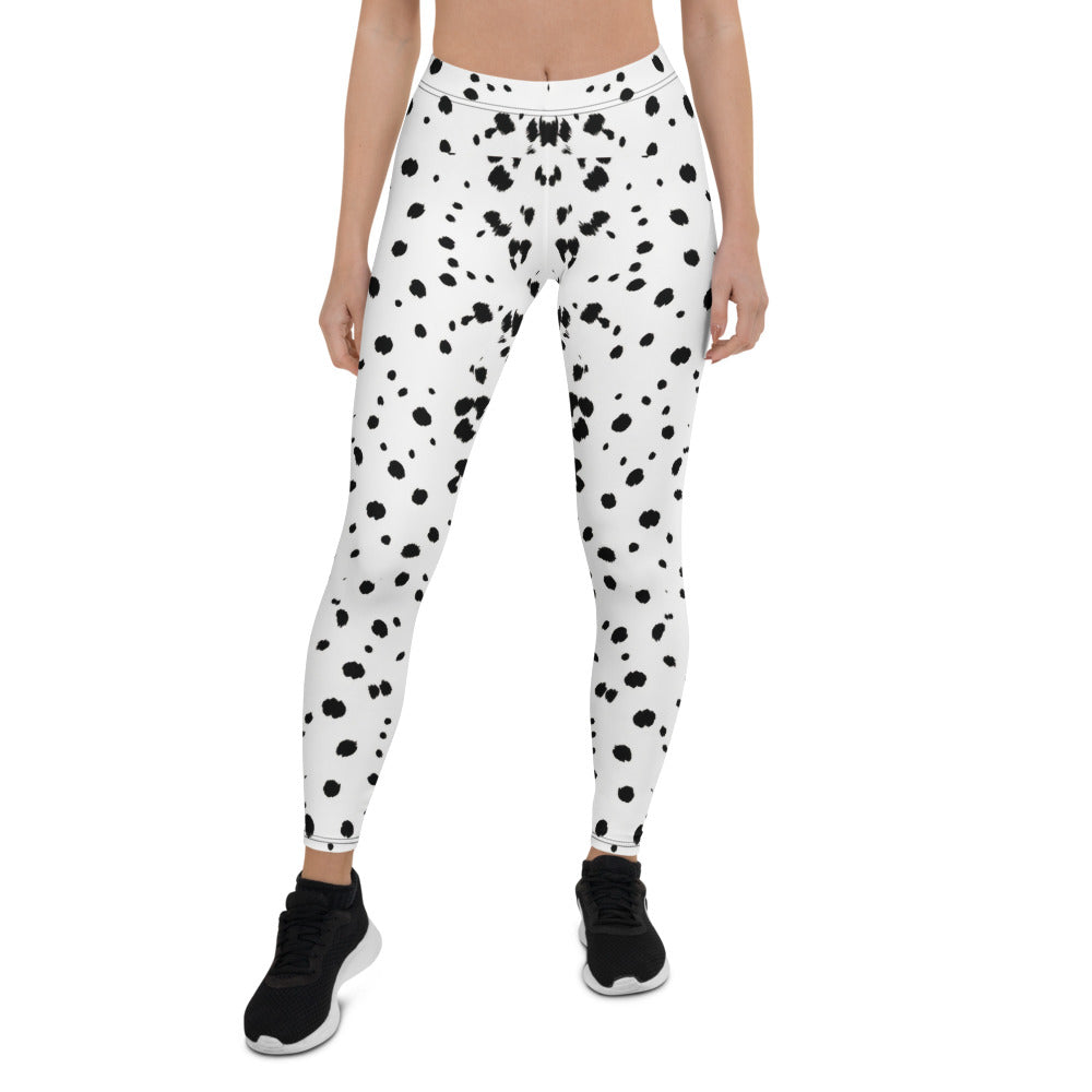 Personalisierte Damen Sportleggings Dalmatiner Muster Weiß Schwarz Fitness Yoga Leggings A343