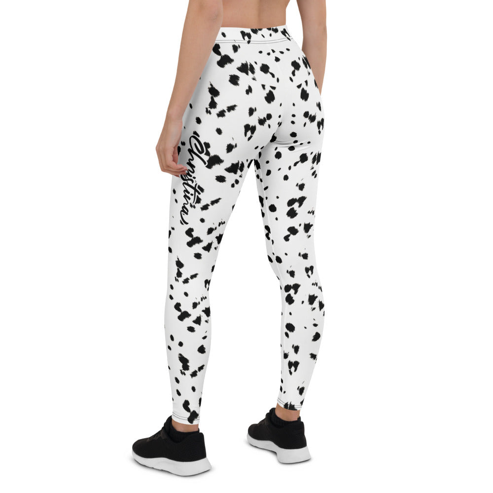 Personalisierte Damen Sportleggings Dalmatiner Muster Weiß Schwarz Fitness Yoga Leggings A343