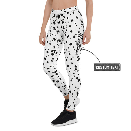 Personalisierte Damen Sportleggings Dalmatiner Muster Weiß Schwarz Fitness Yoga Leggings A343 - XL