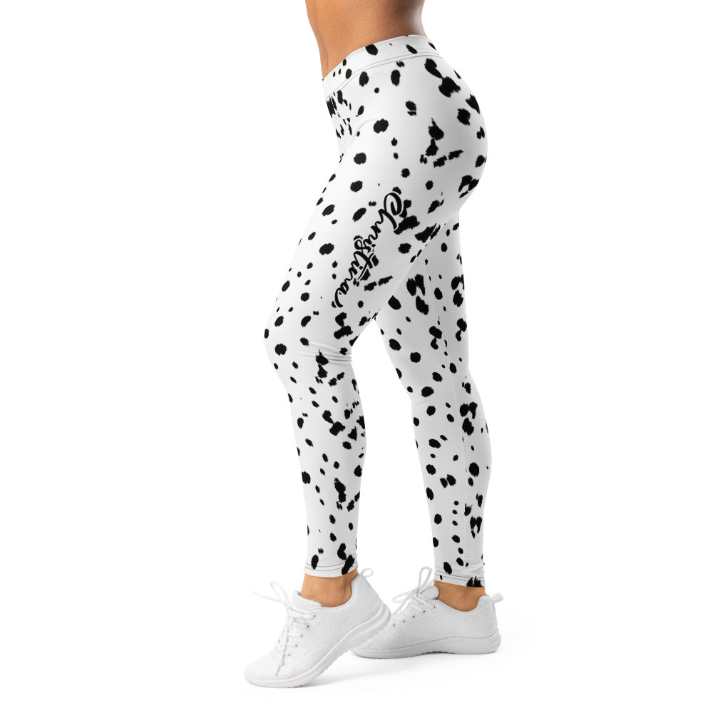 Personalisierte Damen Sportleggings Dalmatiner Muster Weiß Schwarz Fitness Yoga Leggings A343