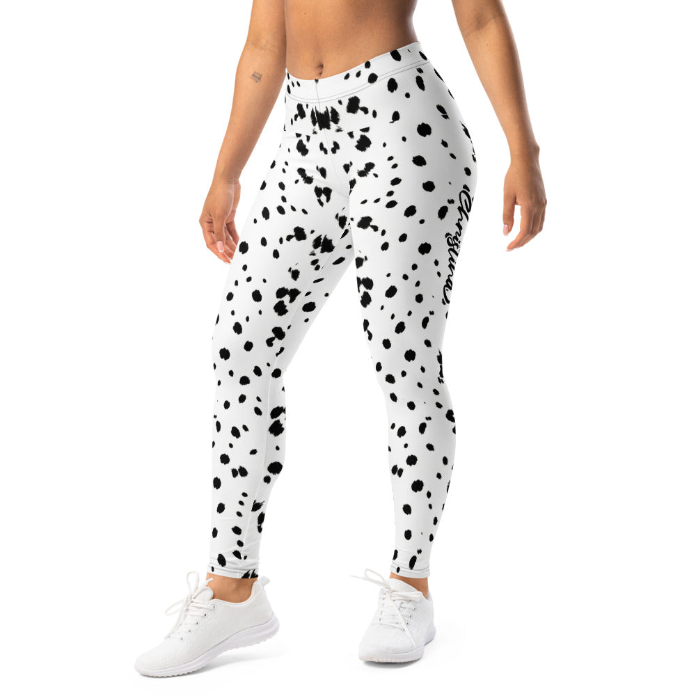 Personalisierte Damen Sportleggings Dalmatiner Muster Weiß Schwarz Fitness Yoga Leggings A343