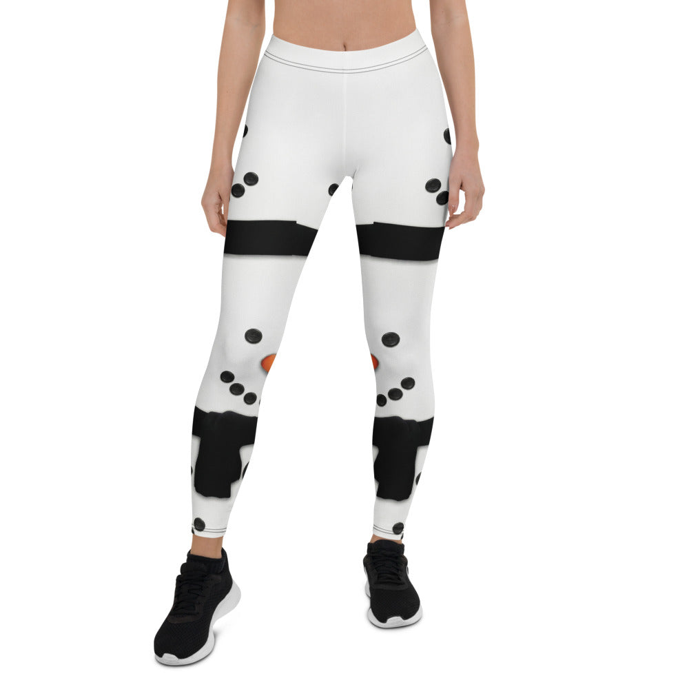 Personalisierte Damen Leggings Schneemann Motiv Weiß Winter Weihnachten Sportleggings Fitnesshose J611