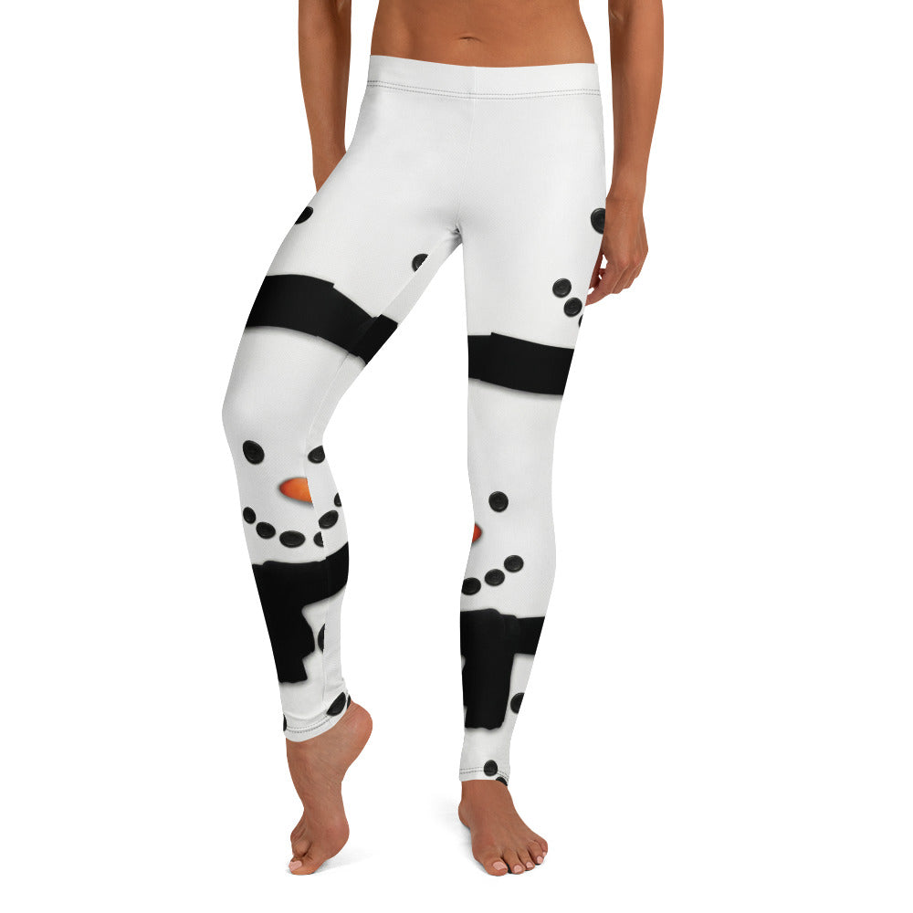 Personalisierte Damen Leggings Schneemann Motiv Weiß Winter Weihnachten Sportleggings Fitnesshose J611