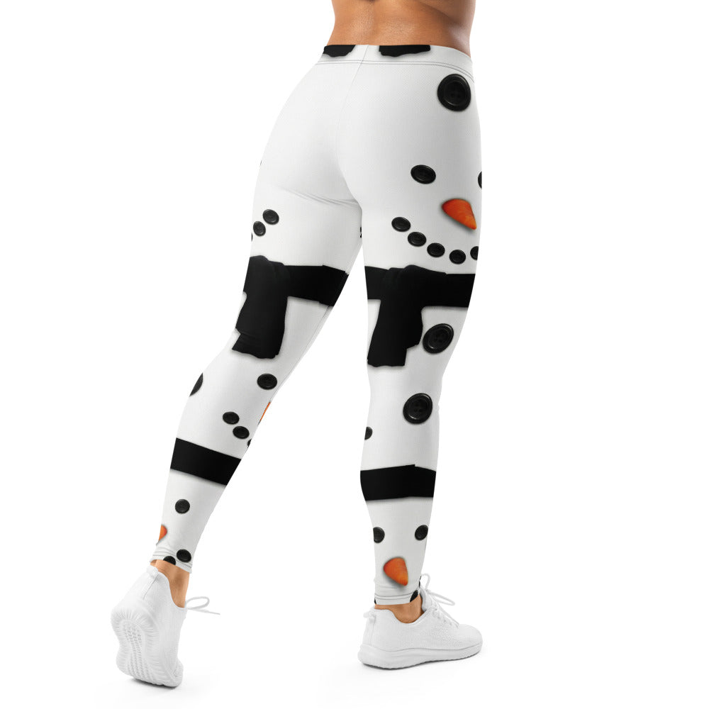 Personalisierte Damen Leggings Schneemann Motiv Weiß Winter Weihnachten Sportleggings Fitnesshose J611