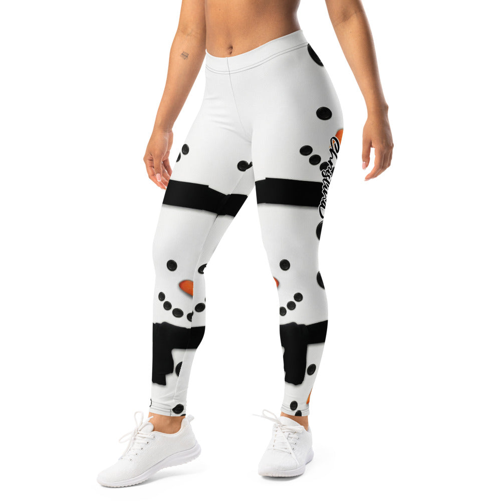 Personalisierte Damen Leggings Schneemann Motiv Weiß Winter Weihnachten Sportleggings Fitnesshose J611