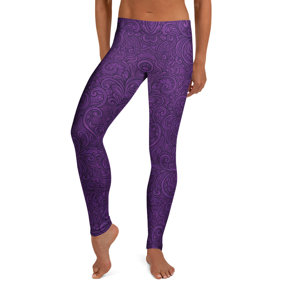 Personalisierte Damen Sportleggings Lila Ornament Muster Fitness Yoga Leggings O136