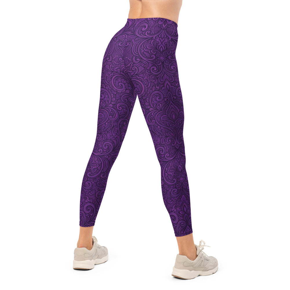 Personalisierte Damen Sportleggings Lila Ornament Muster Fitness Yoga Leggings O136