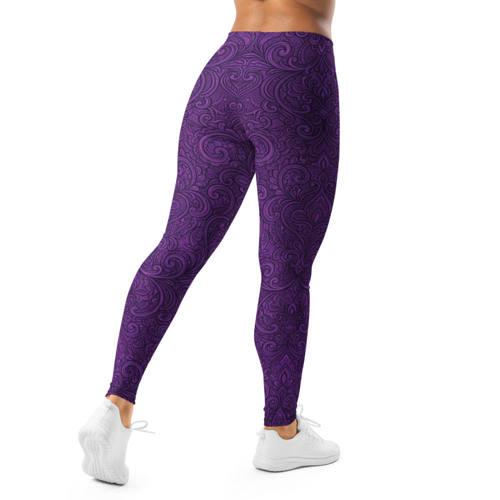 Personalisierte Damen Sportleggings Lila Ornament Muster Fitness Yoga Leggings O136