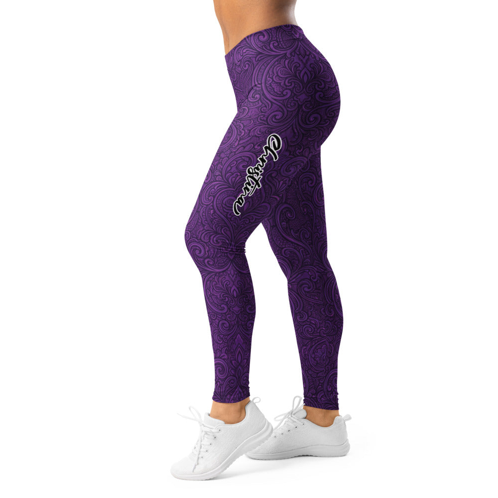 Personalisierte Damen Sportleggings Lila Ornament Muster Fitness Yoga Leggings O136