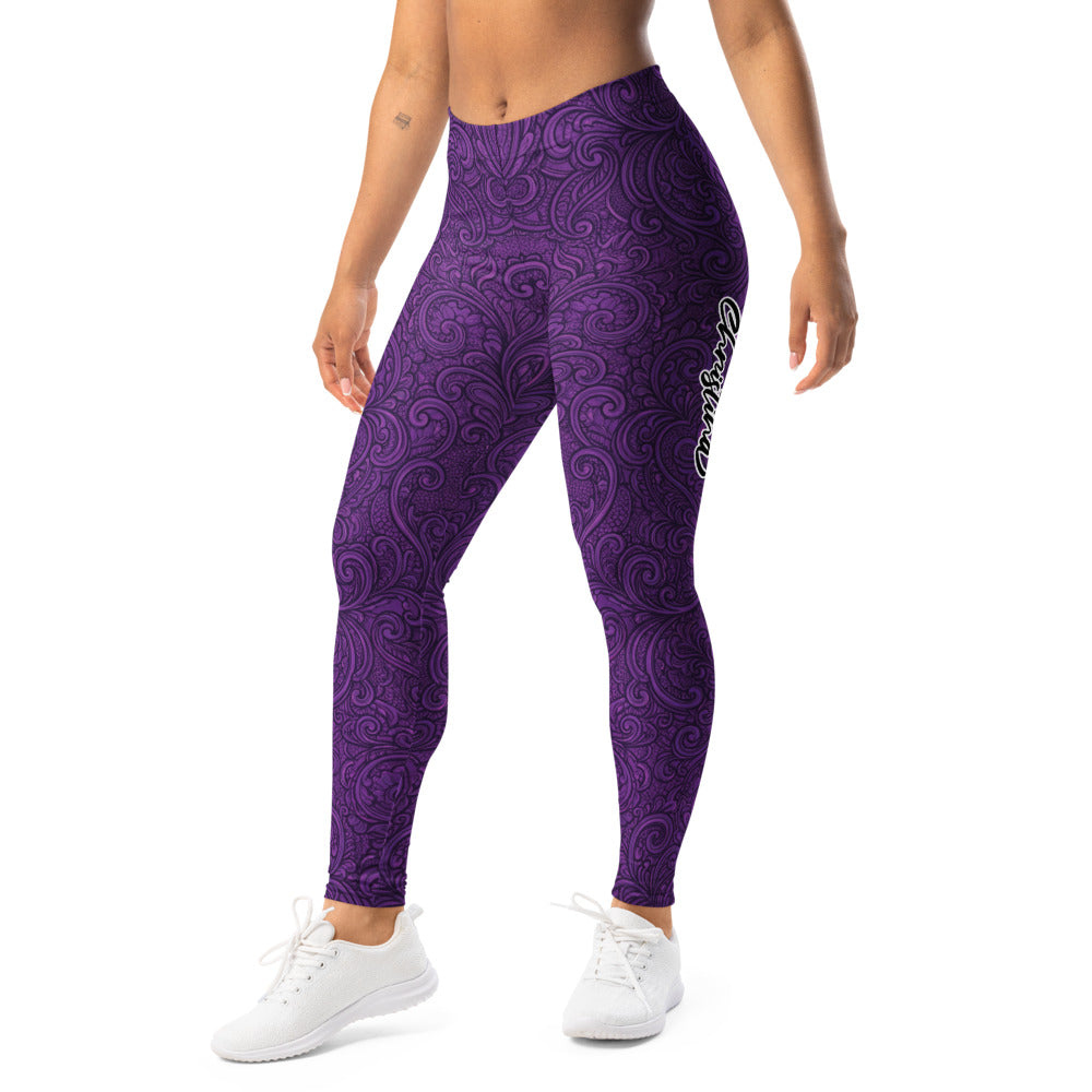 Personalisierte Damen Sportleggings Lila Ornament Muster Fitness Yoga Leggings O136