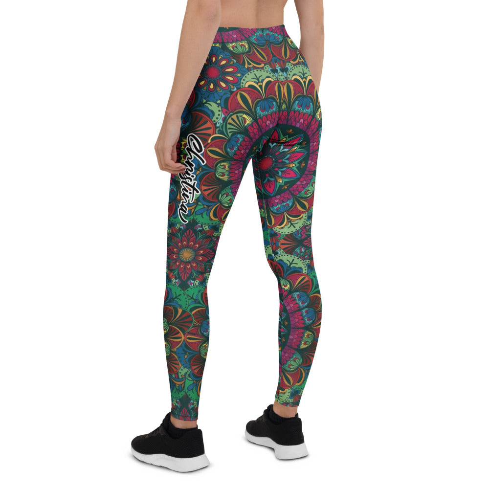 Personalisierte Damen Sportleggings Mandala Muster Bunt Fitness Yoga Leggings Boho Style Z864