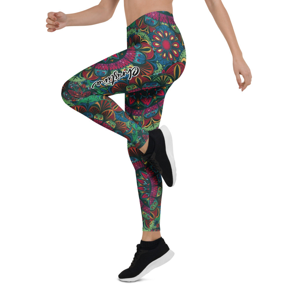 Personalisierte Damen Sportleggings Mandala Muster Bunt Fitness Yoga Leggings Boho Style Z864
