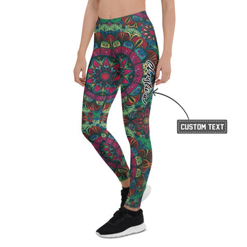 Personalisierte Damen Sportleggings Mandala Muster Bunt Fitness Yoga Leggings Boho Style Z864 - XL