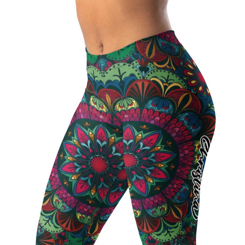 Personalisierte Damen Sportleggings Mandala Muster Bunt Fitness Yoga Leggings Boho Style Z864