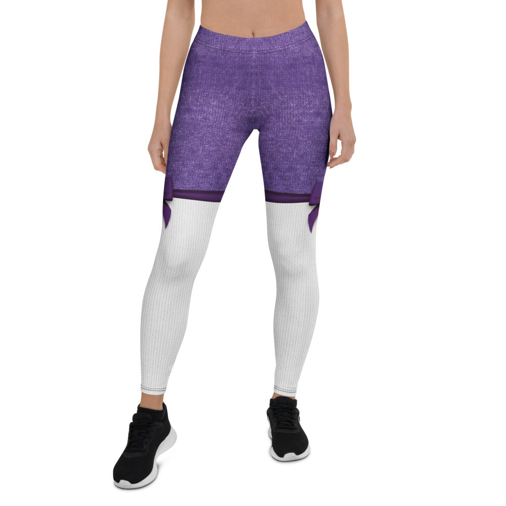 Personalisierte Damen Sportleggings Lila Weiß Fitness Leggings mit Strickoptik und Schleifen-Design T194